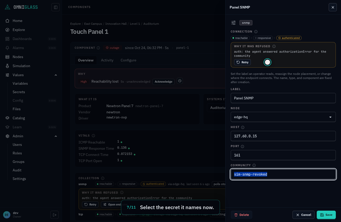 Step 7: Select the secret it names now.