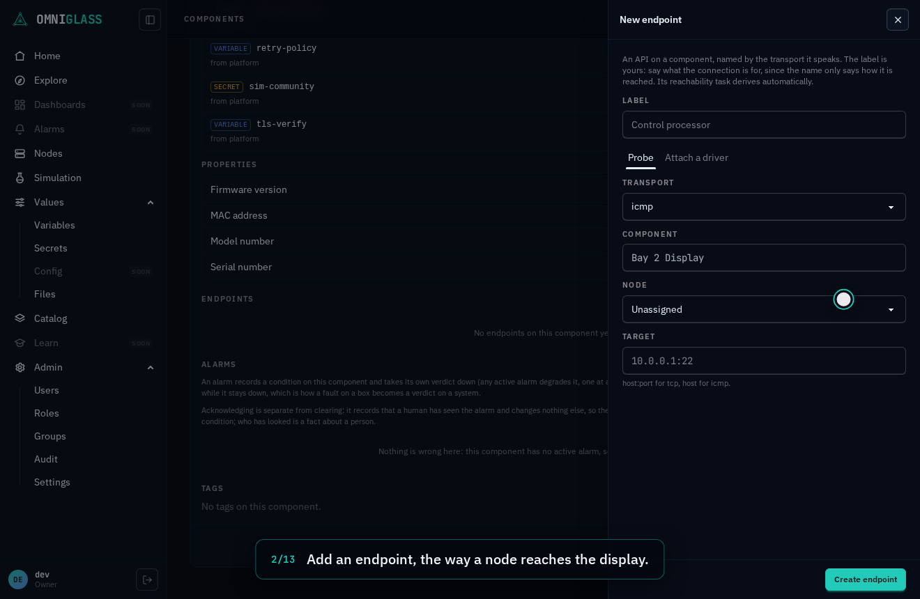 Step 2: Add an endpoint, the way a node reaches the display.