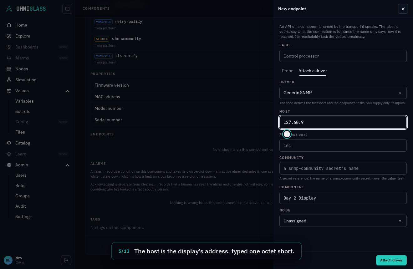 Step 5: The host is the display's address, typed one octet short.